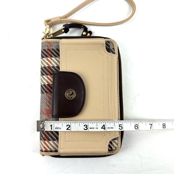 Spartina 449 Wymberly Wallet Wristlet Linen Leather Plaid Zip Clutch Brand NEW - Picture 9 of 10